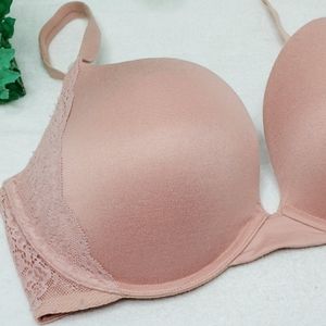 38C Pink Peach Bra Smooth Lace Light Padding Underwire